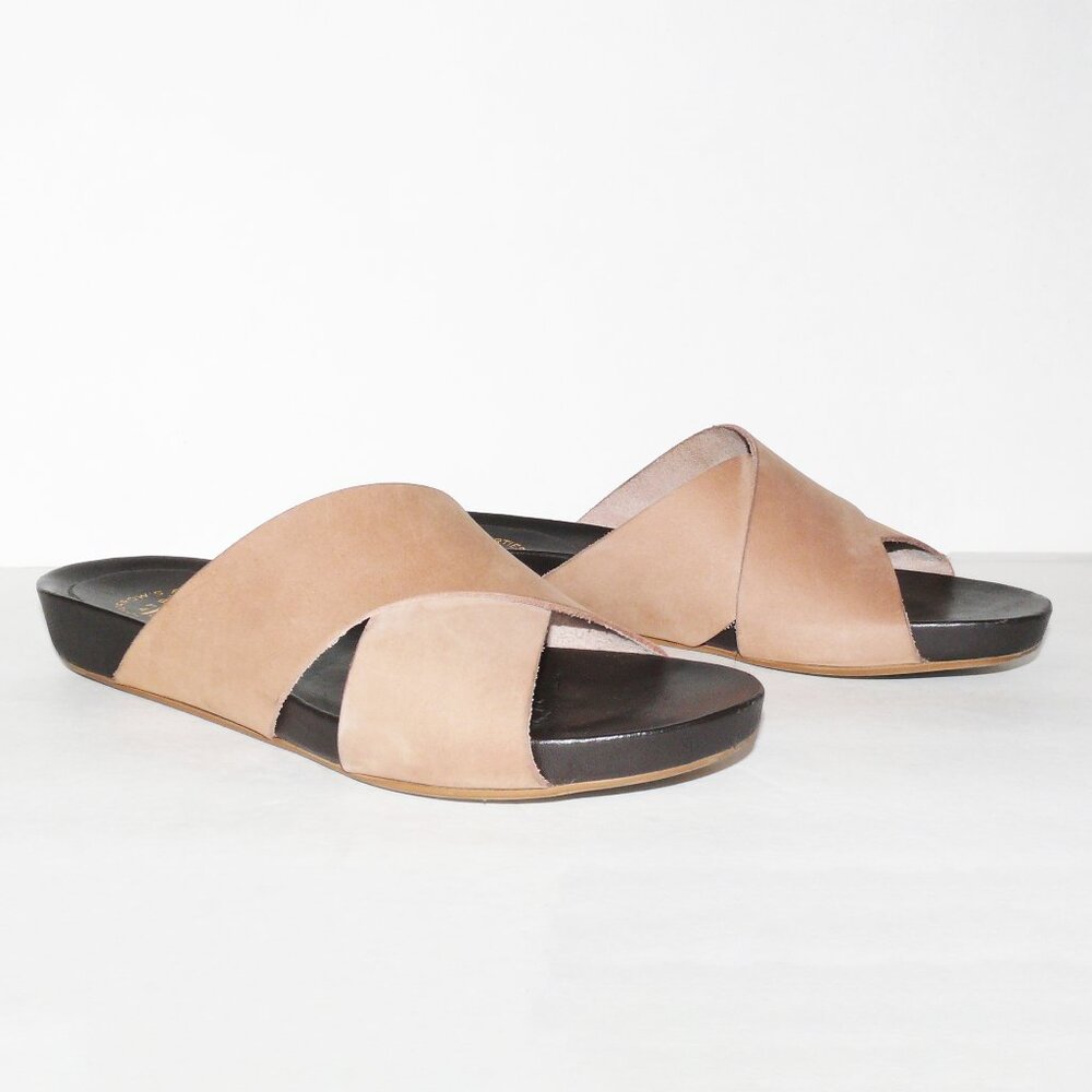 ATP ATELIER "DORIS" TAN VACHETTA LEATHER WEDGE SANDAL MADE IN ITALY
